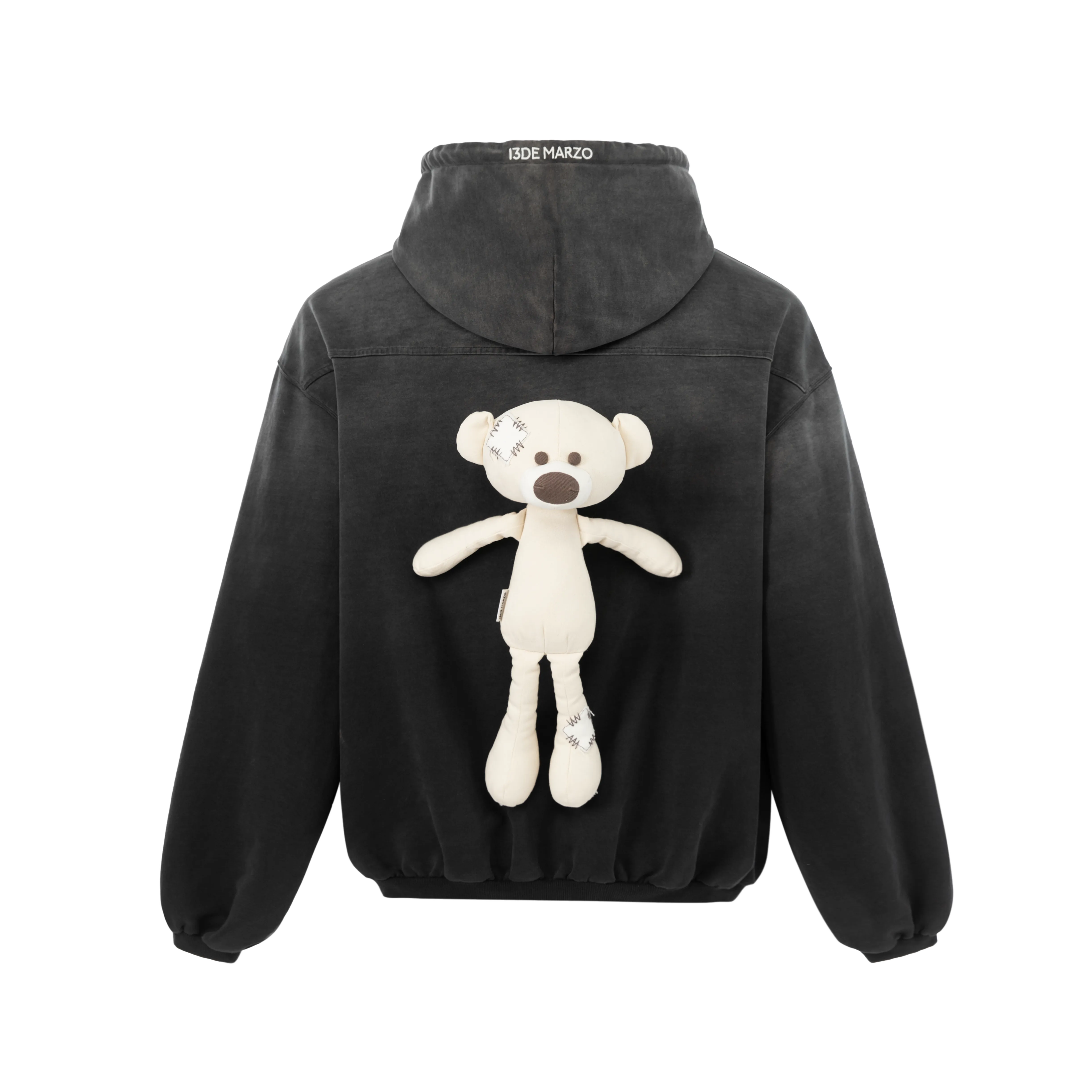 13DE MARZO Bear Broken Logo Patch Hoodie
