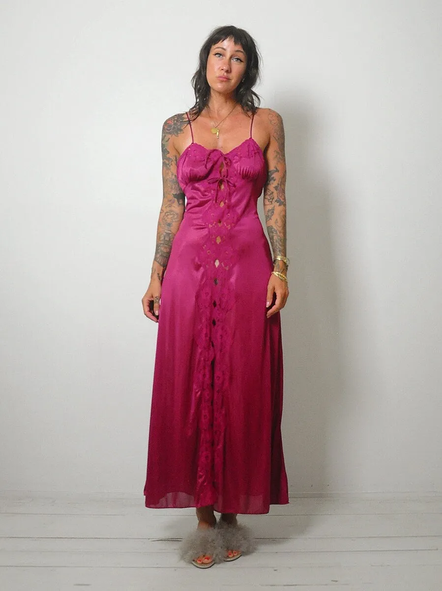 1970's Mulberry Lace Slip Dress