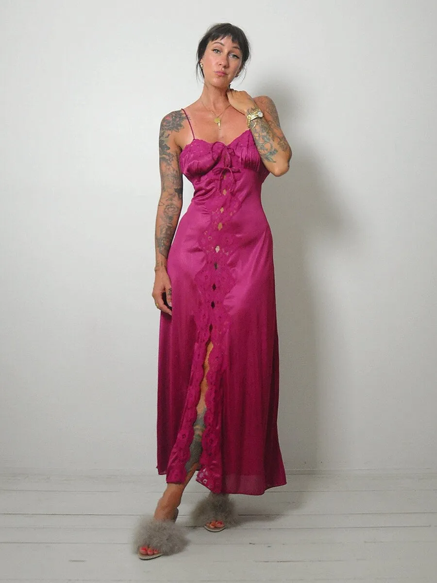 1970's Mulberry Lace Slip Dress