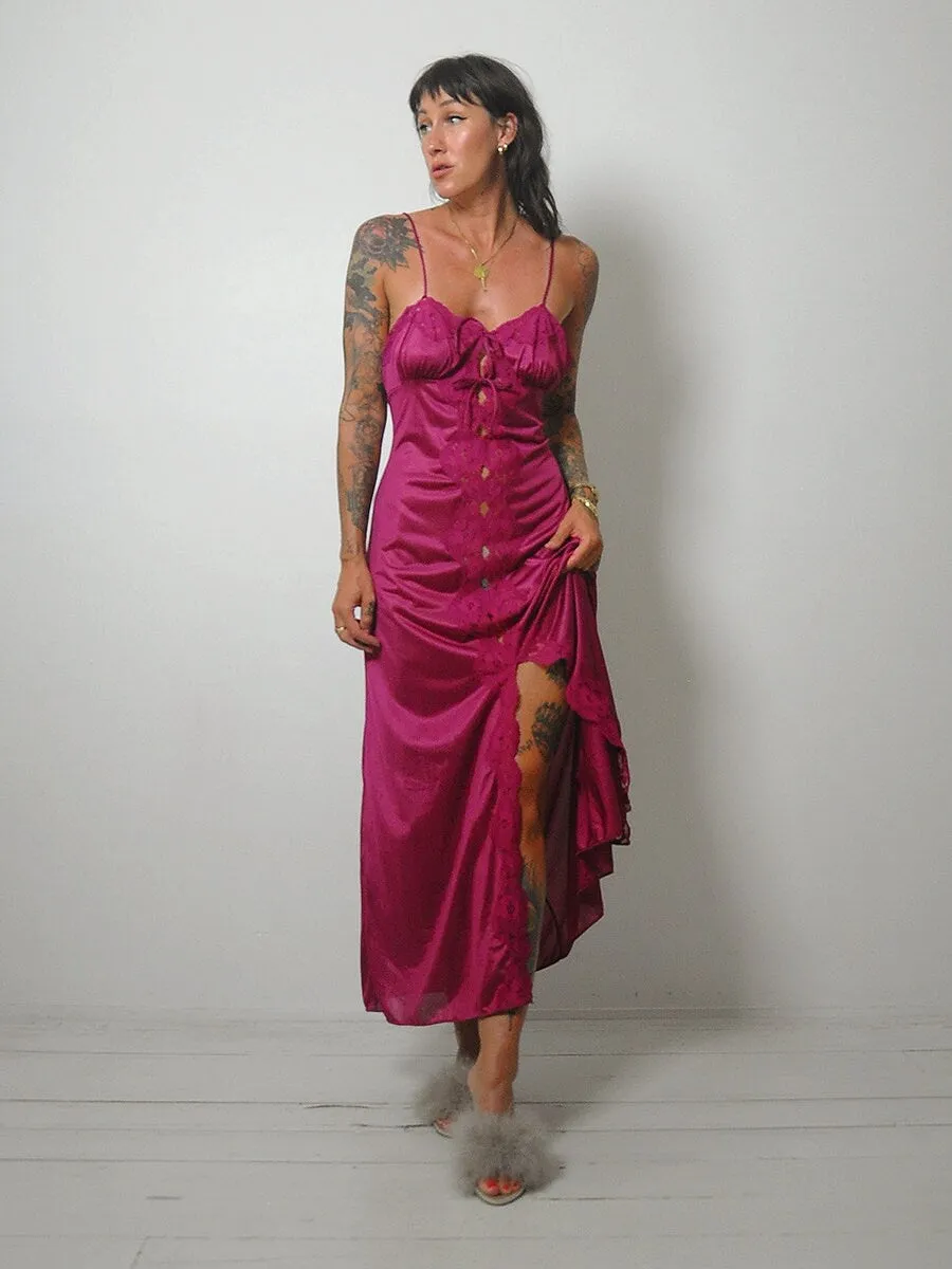 1970's Mulberry Lace Slip Dress