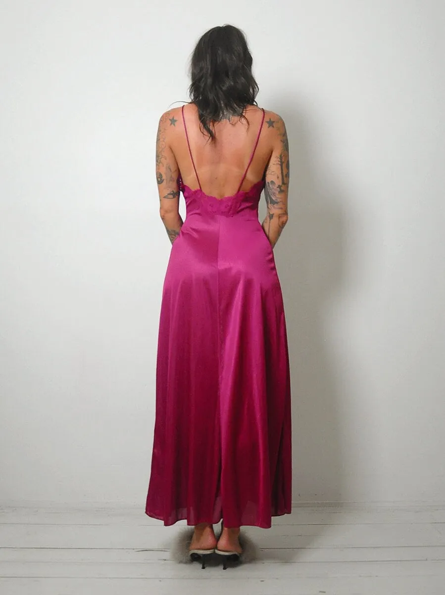 1970's Mulberry Lace Slip Dress