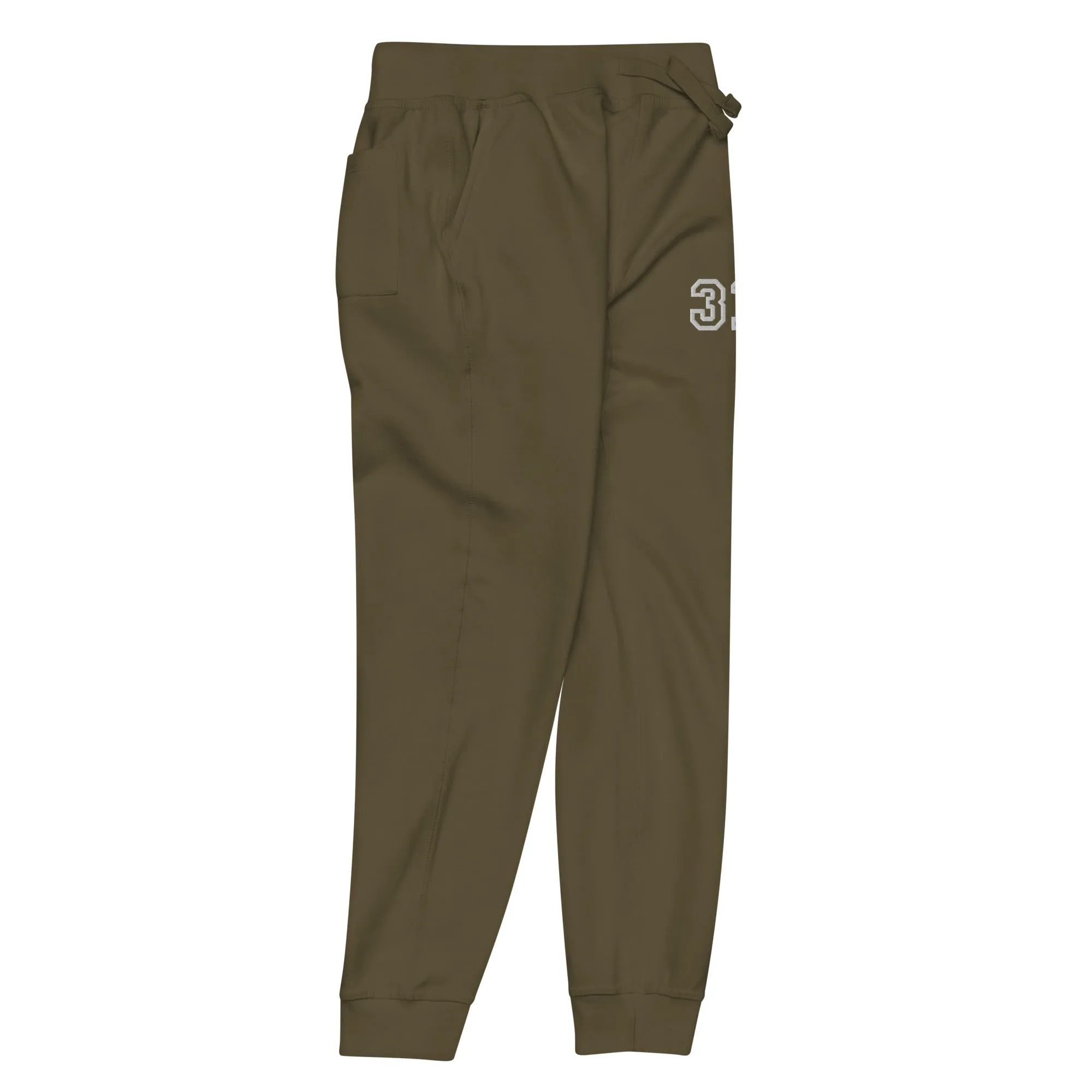 313 Premium Embroidered Unisex Fleece Sweatpants - Green / Gold