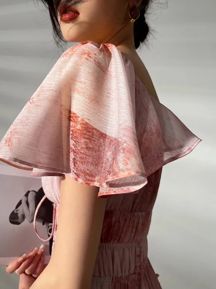 Aconiconi｜Fireworks French Print High end Design flowy floral Dress - Atami