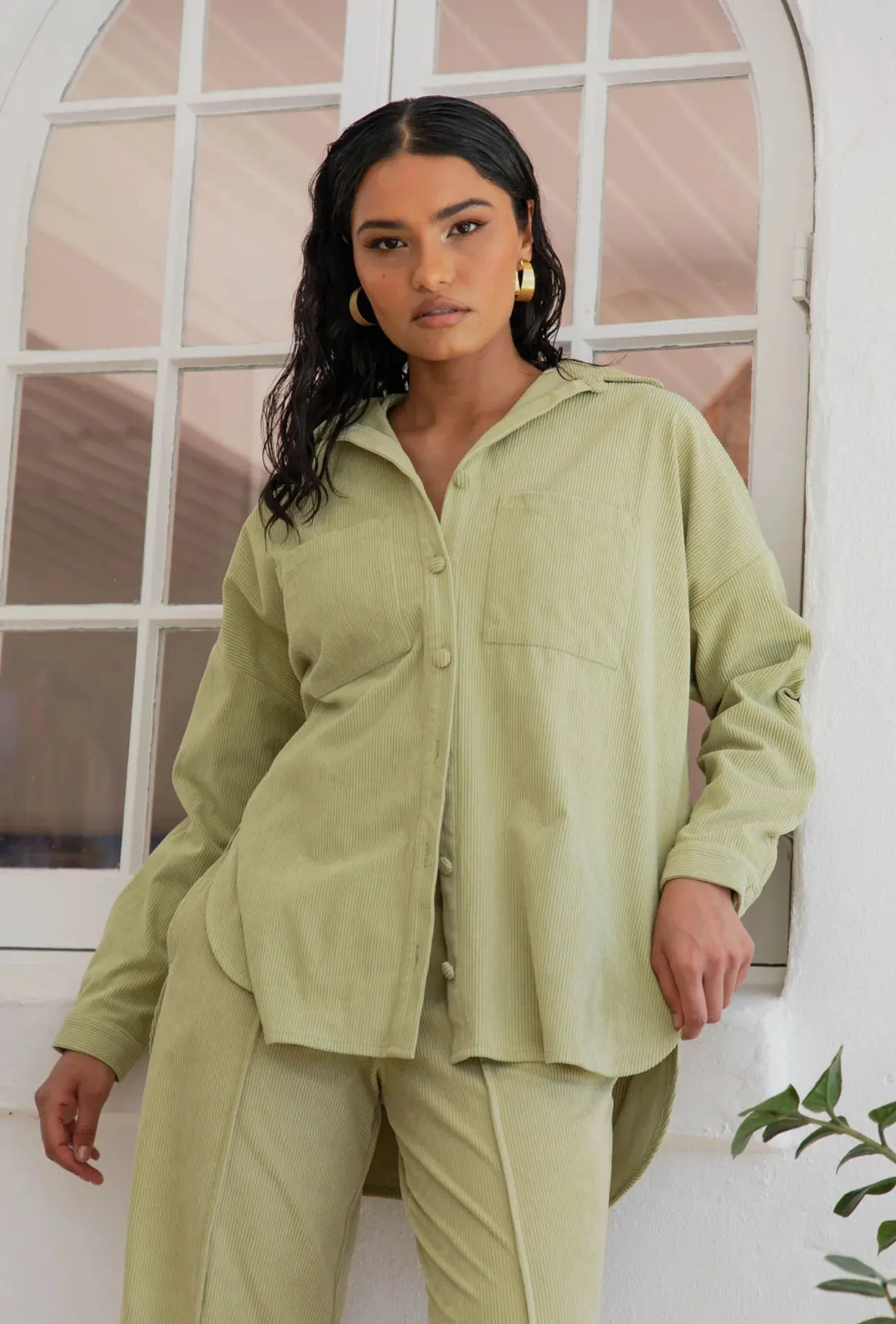 Adalia Shacket Green Cord
