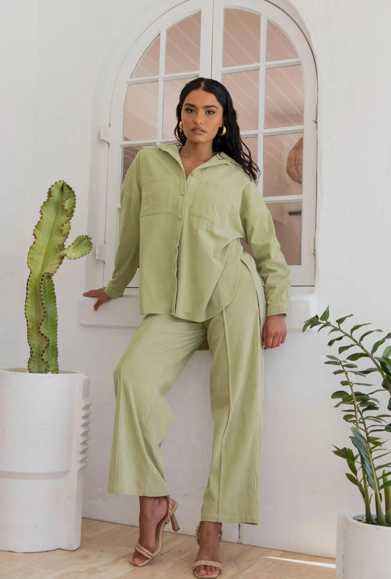 Adalia Shacket Green Cord