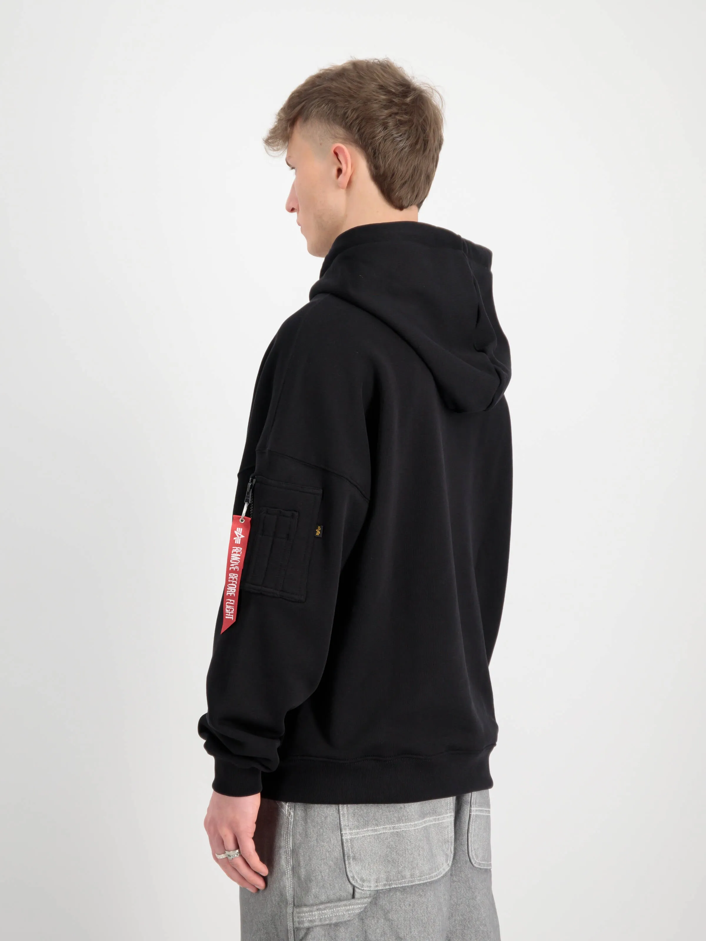 Alpha Industries Felpa Over Unisex C/cappuccio Nero Uomo