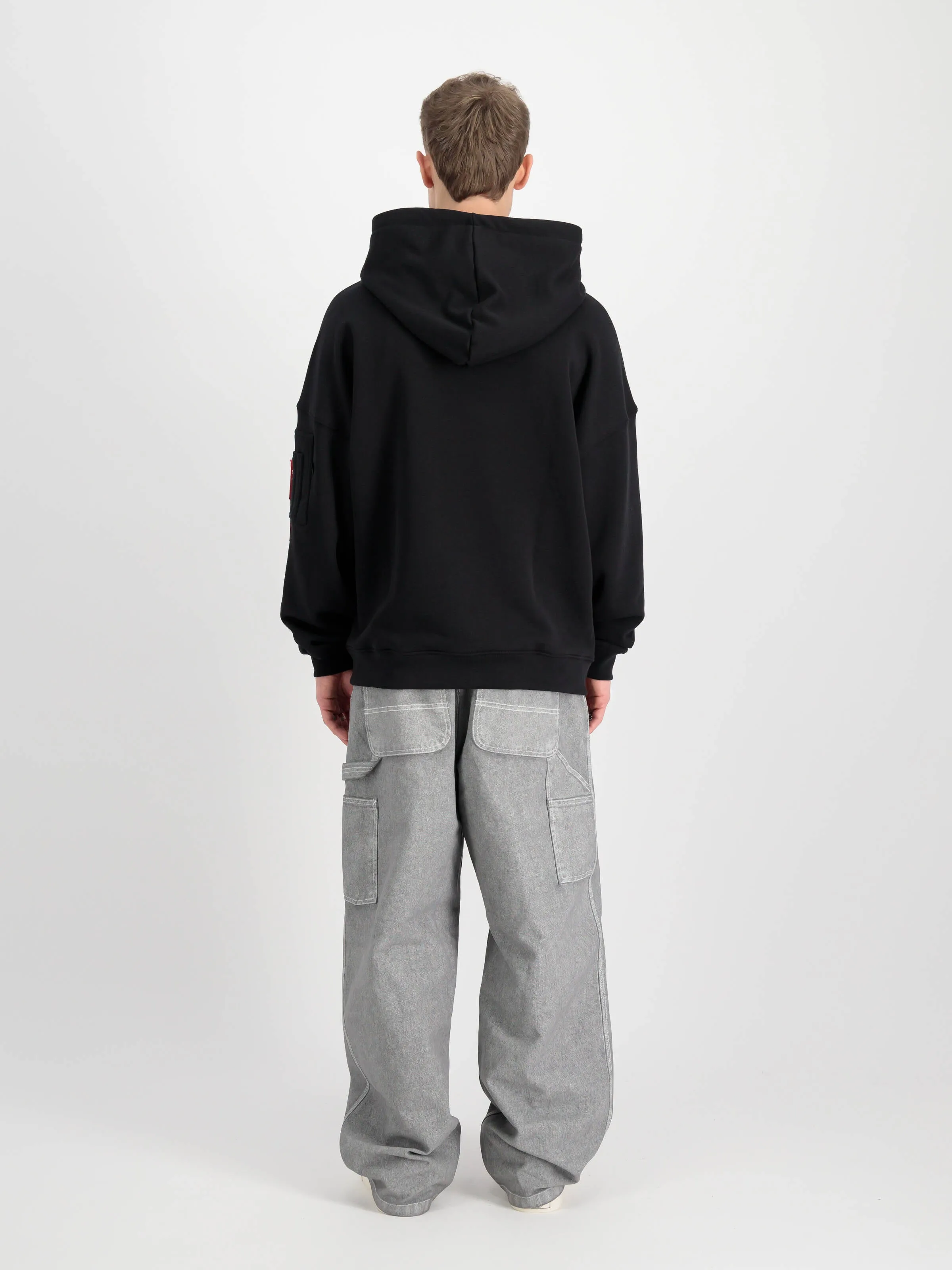 Alpha Industries Felpa Over Unisex C/cappuccio Nero Uomo
