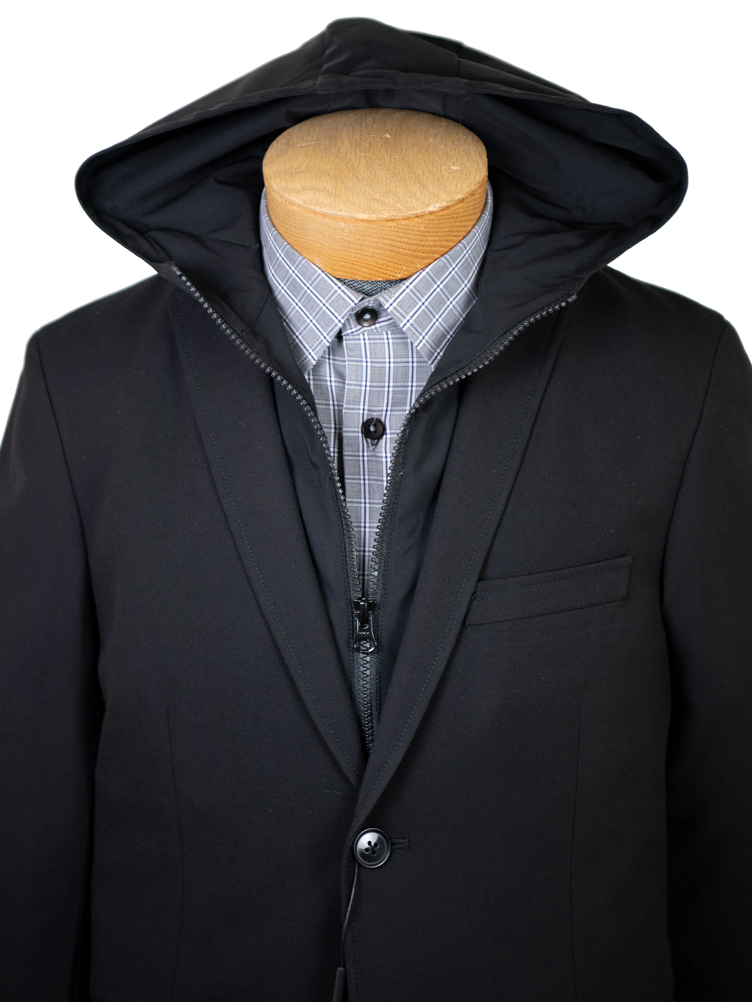 Andrew Marc 32200 Boy's Sport Coat - Removable Hoodie - Black