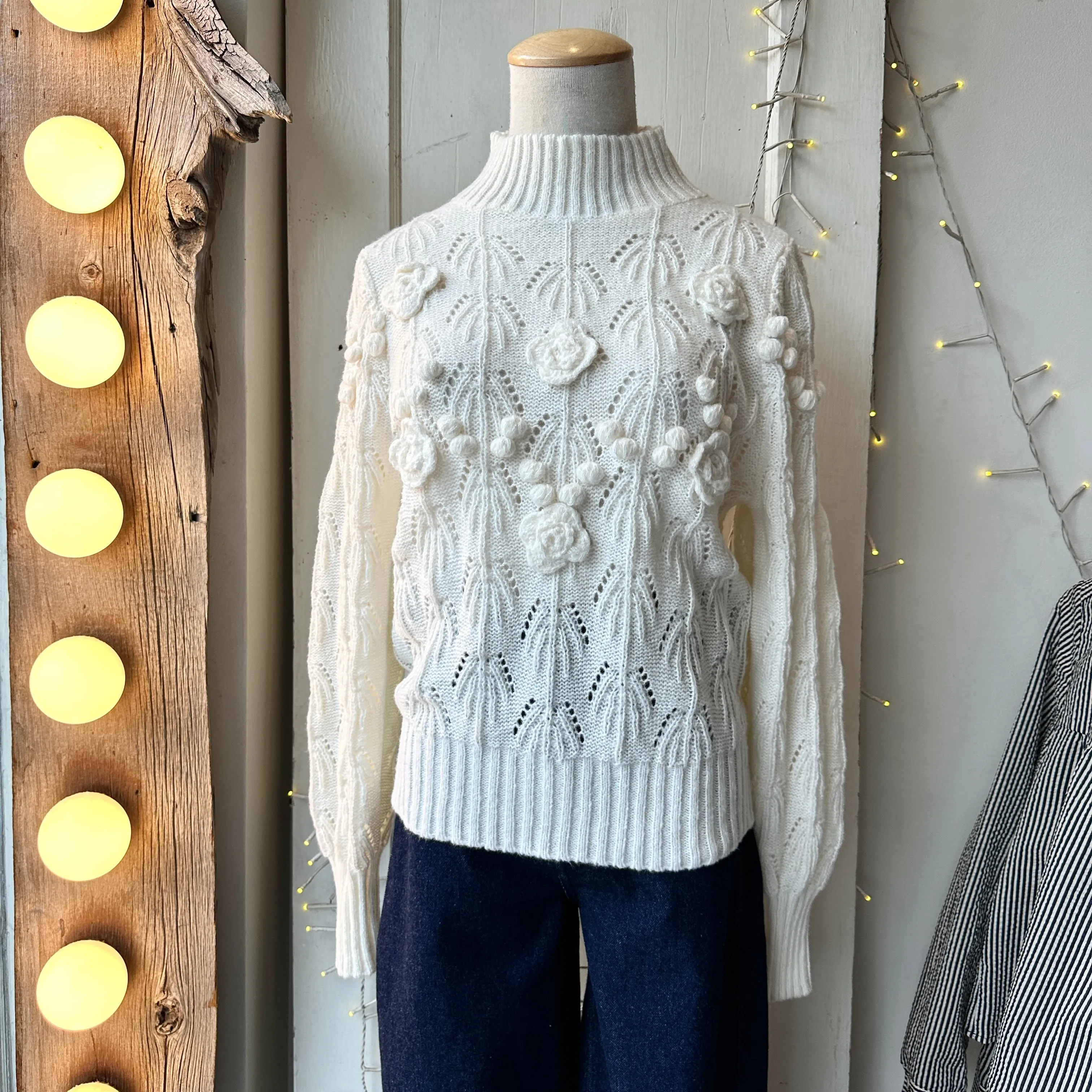 Astrid // Cream Flower Sweater