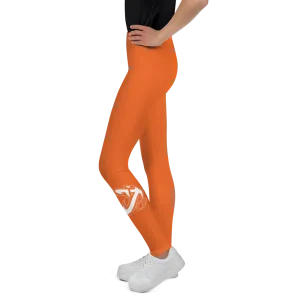 Athletic Apparatus Orange White logo White stitch V3 Youth Leggings