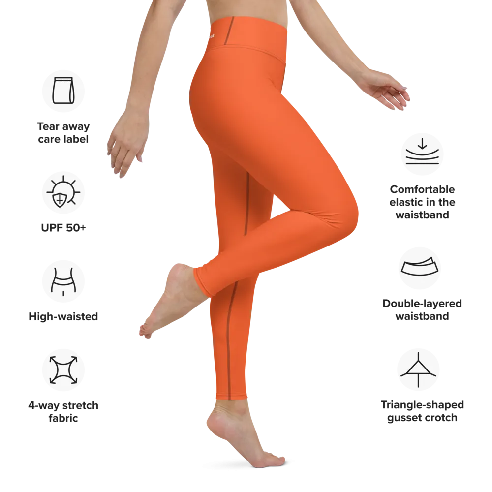 Athletic Apparatus Outrageous Orange White Logo Yoga Leggings