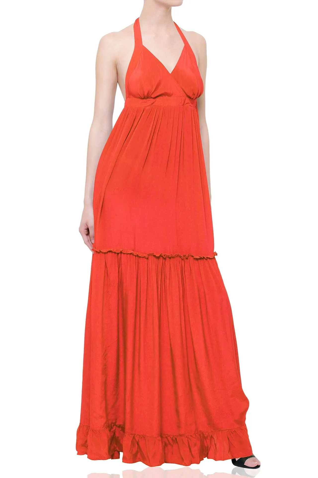 Backless Long Formal Orange Dress