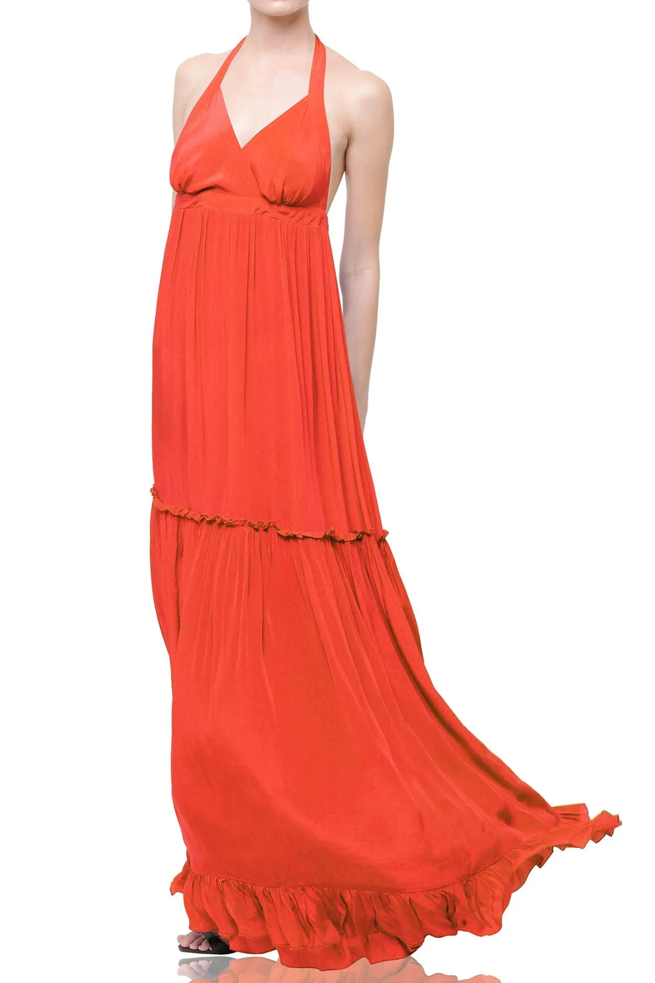 Backless Long Formal Orange Dress