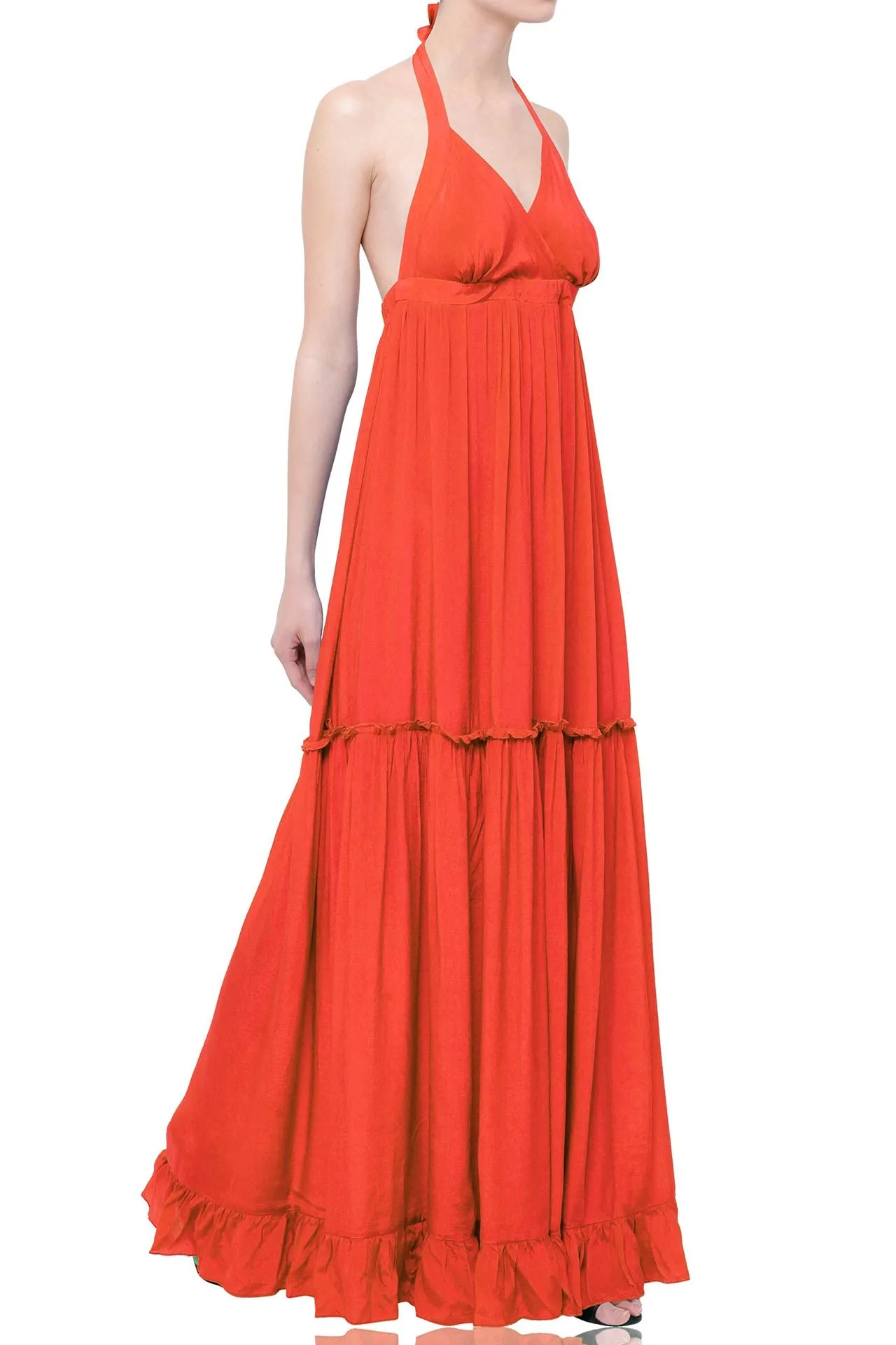 Backless Long Formal Orange Dress