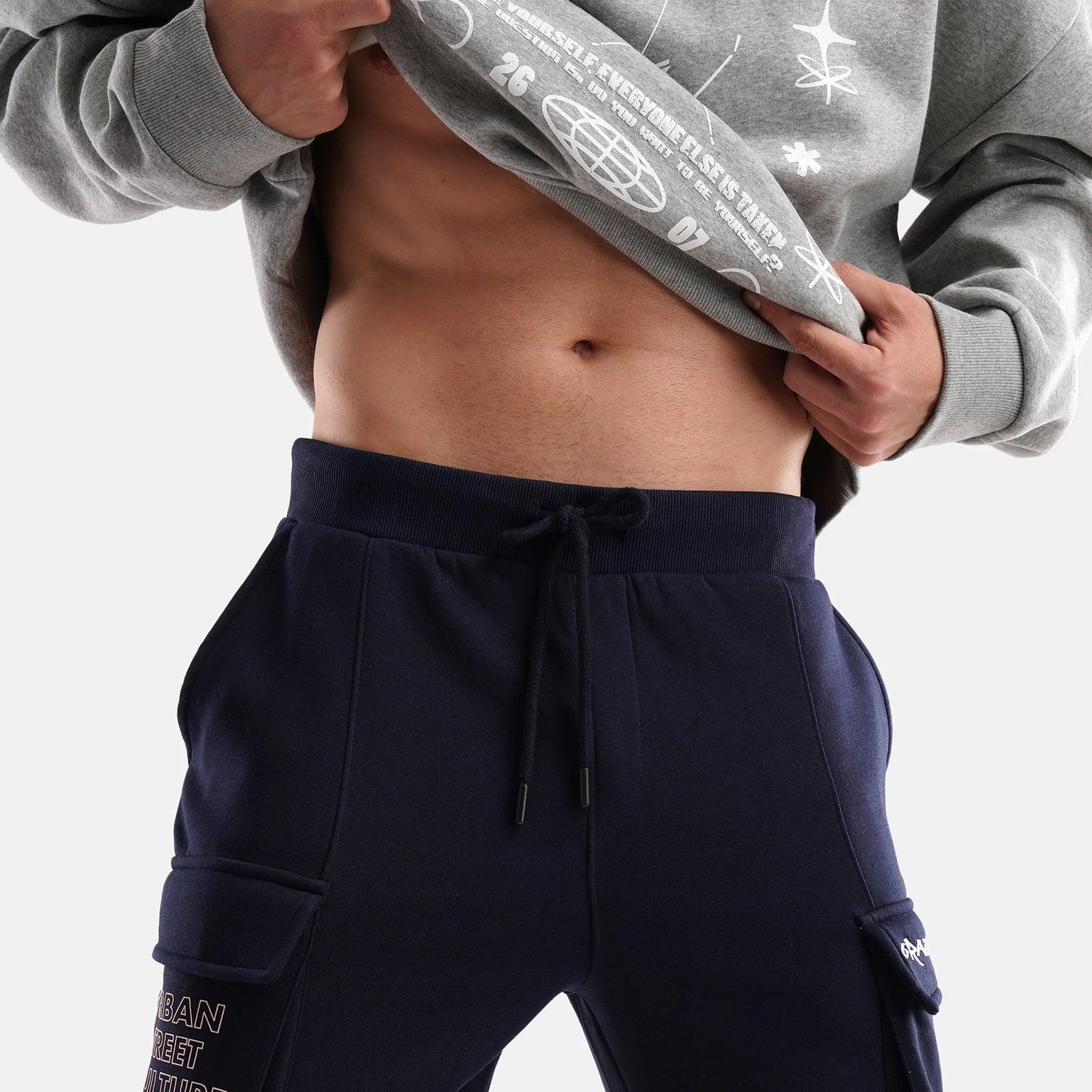 Bad Attitude Fleece Jogger in Navy