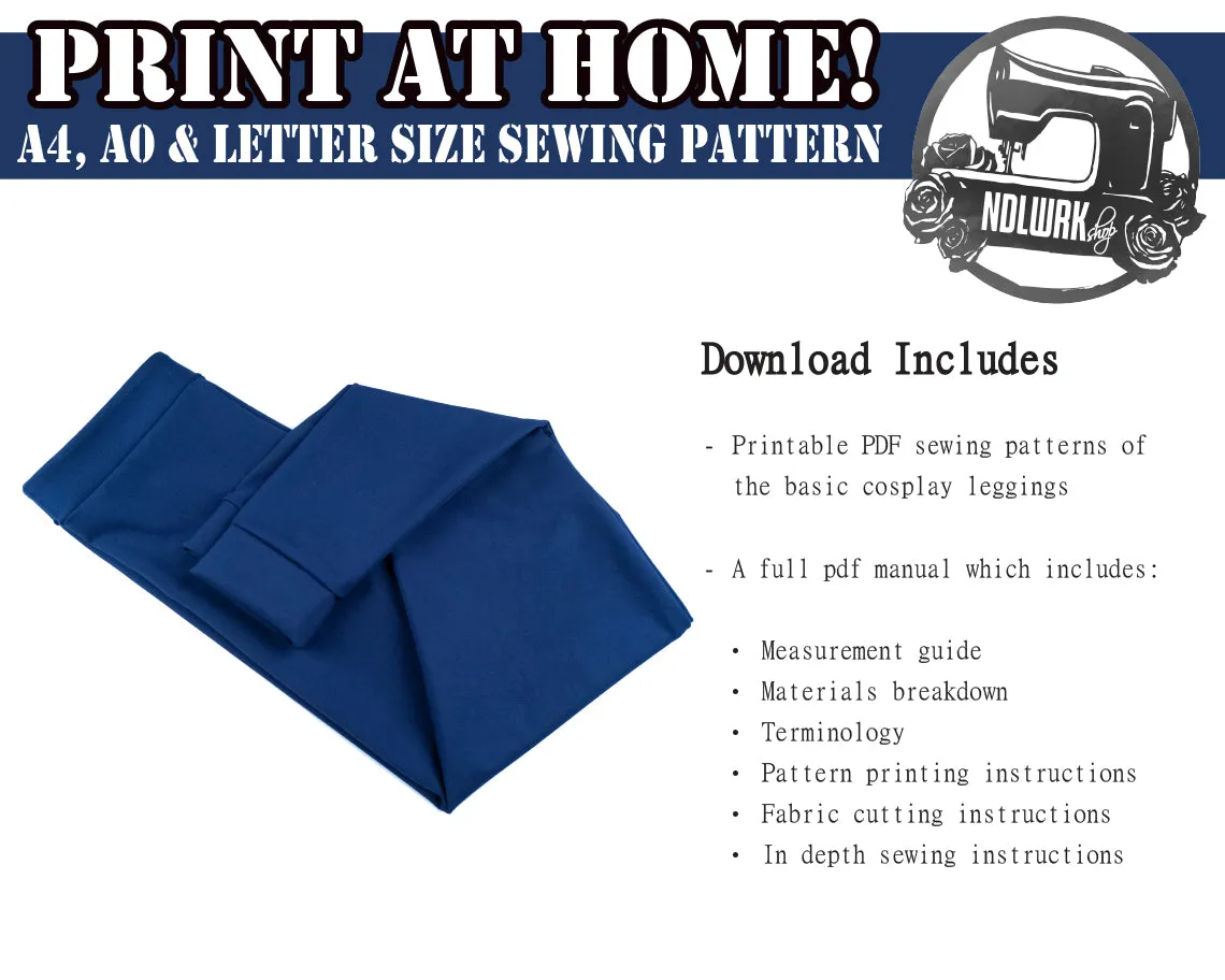 Basic Cosplay Leggings Sewing Pattern/Downloadable PDF File and Tutorial Book