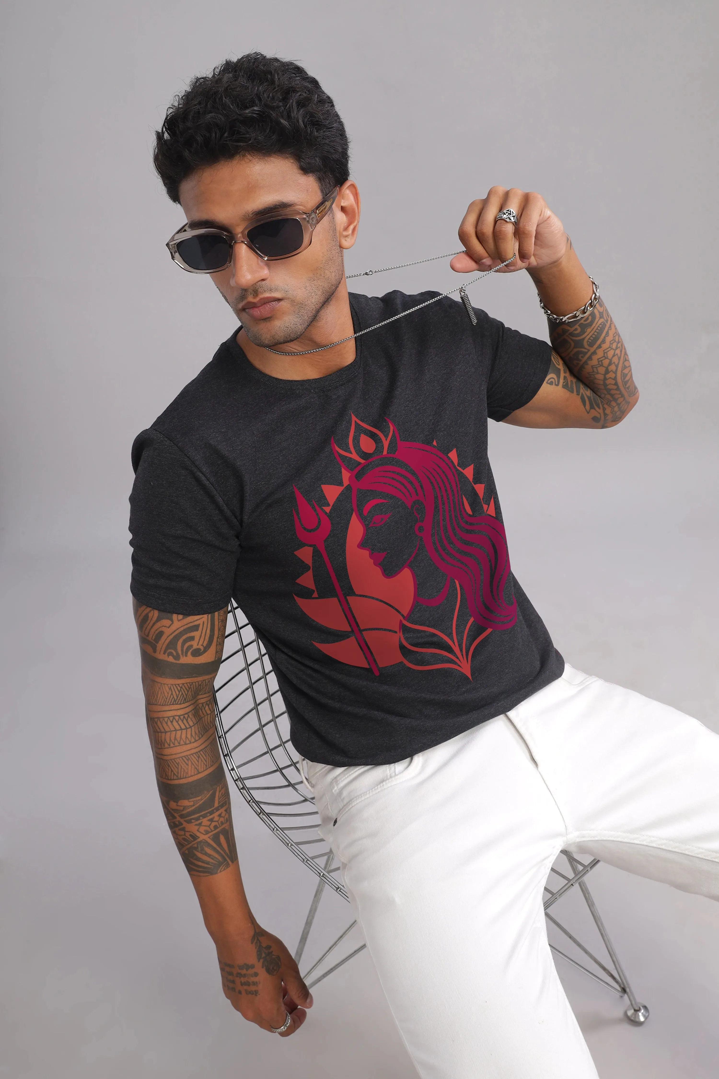 Bhavya - Eco-Blend Charcoal Crewneck Half Sleeve T-Shirt