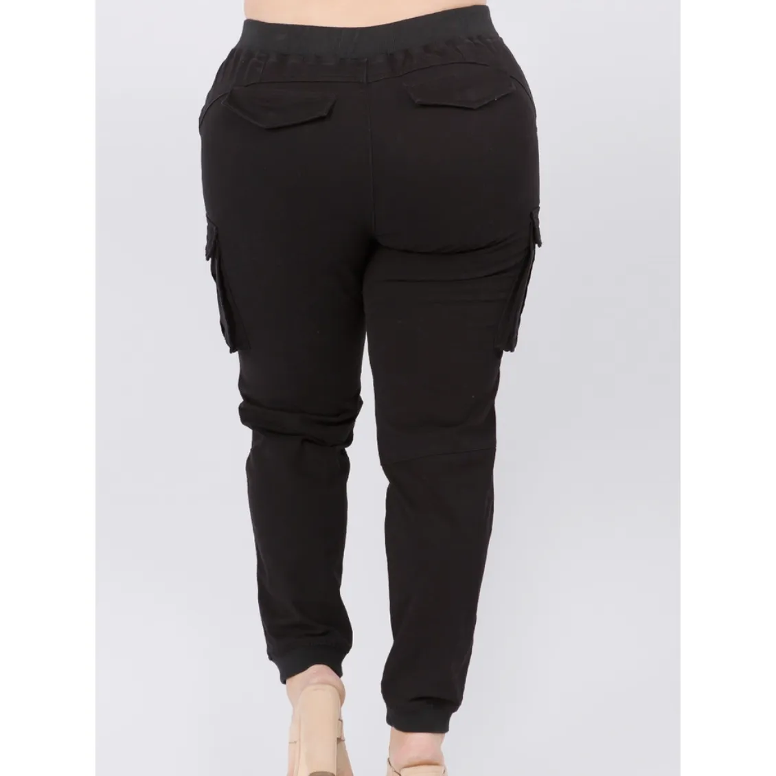 Black Drawstring Curvy Fit Joggers