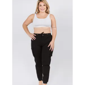 Black Drawstring Curvy Fit Joggers