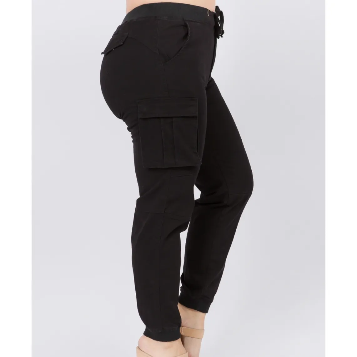 Black Drawstring Curvy Fit Joggers