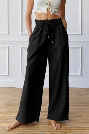 Black Elastic High Waist Drawstring Sweatpants Black Elastic High Waist Drawstring Sweatpants