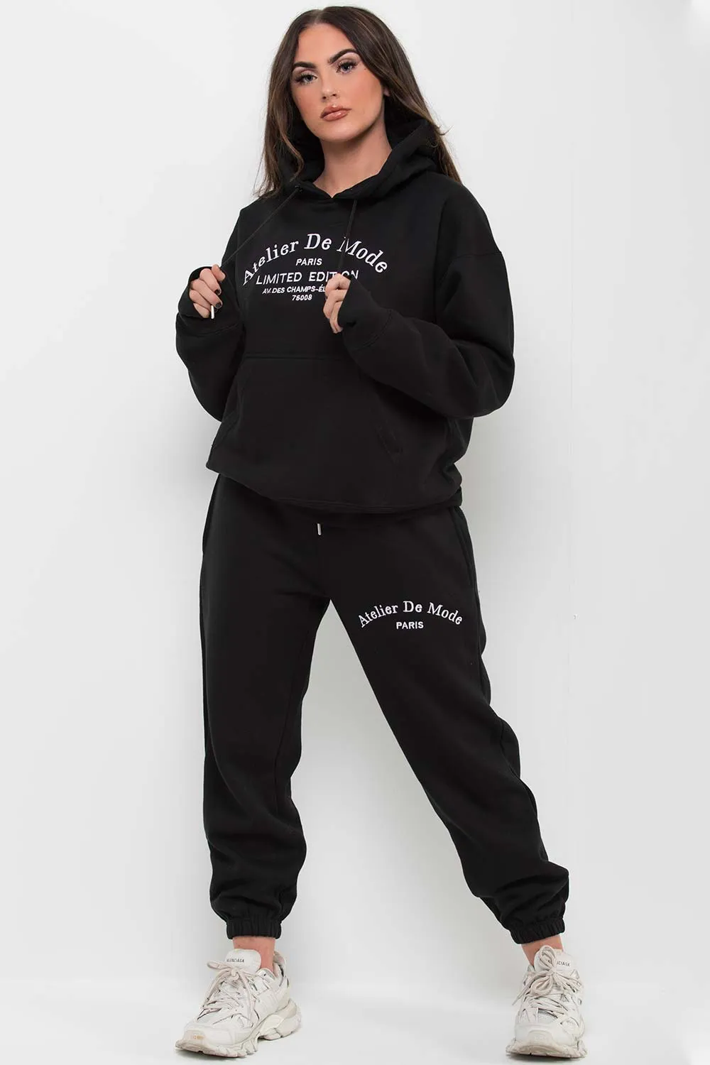 Black Hoodie and Joggers Loungewear Set Limited Edition Slogan