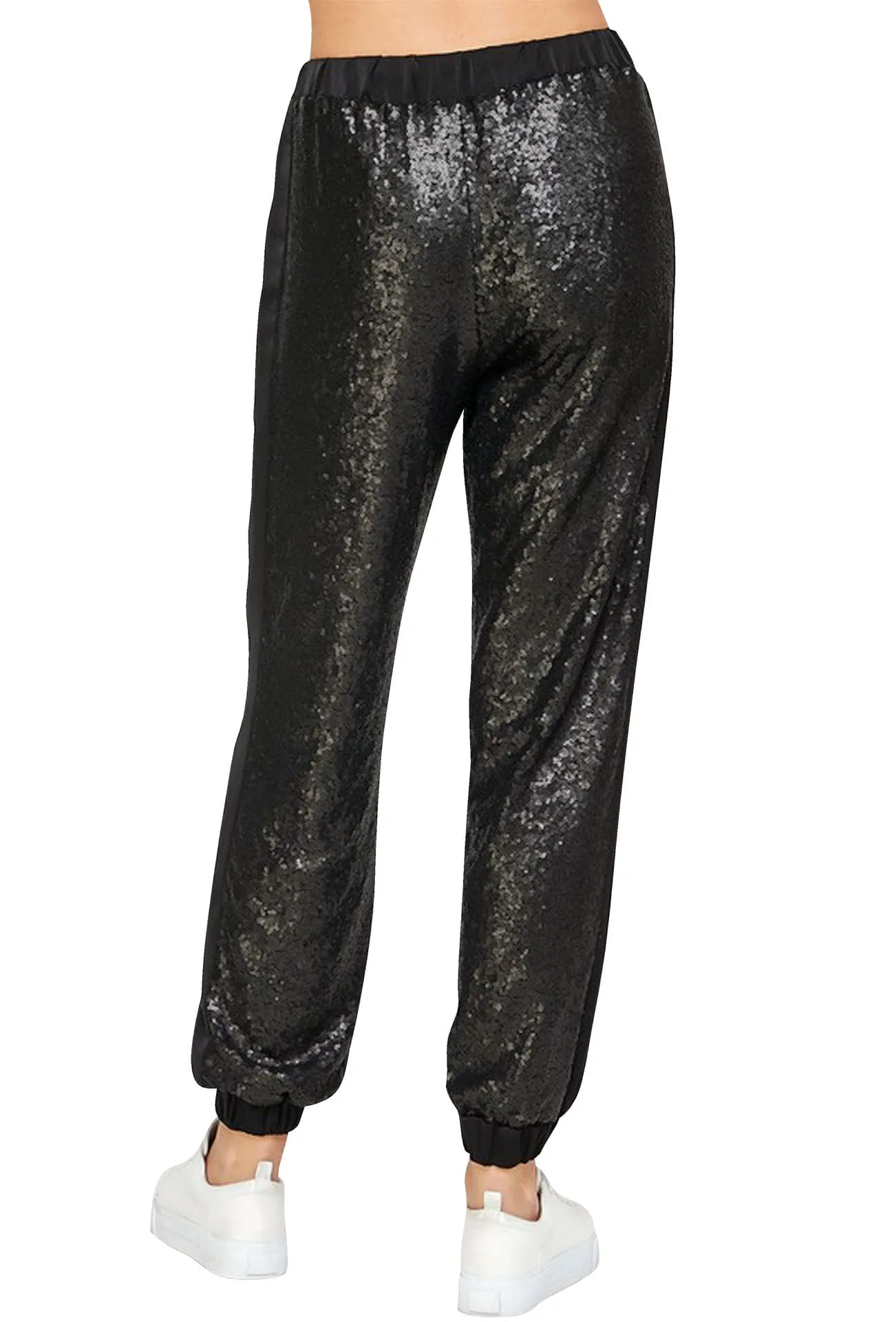 Black Sequin Jogger Pants