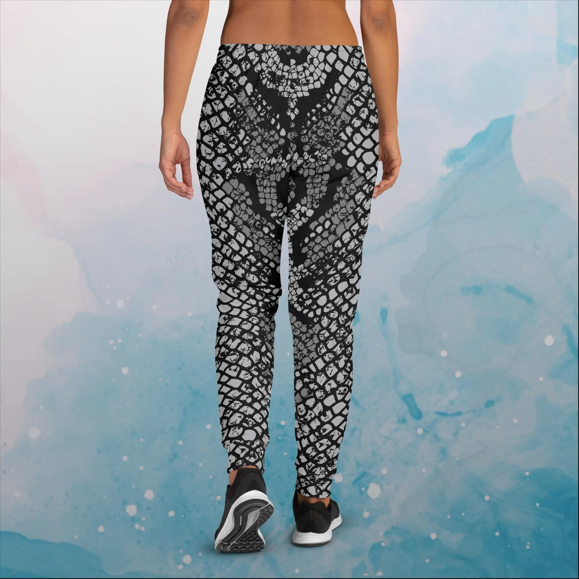 Black Snake Skin Print Womens Joggers