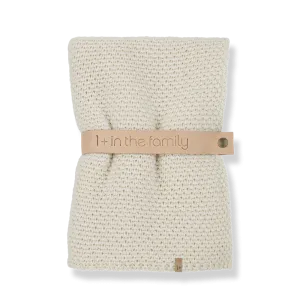 blanket woven knit crochet with hat - ecru