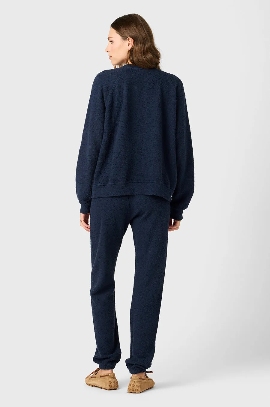 BRENTWOOD SWEATSHIRT IN DEEP MARINE BOUCLÉ
