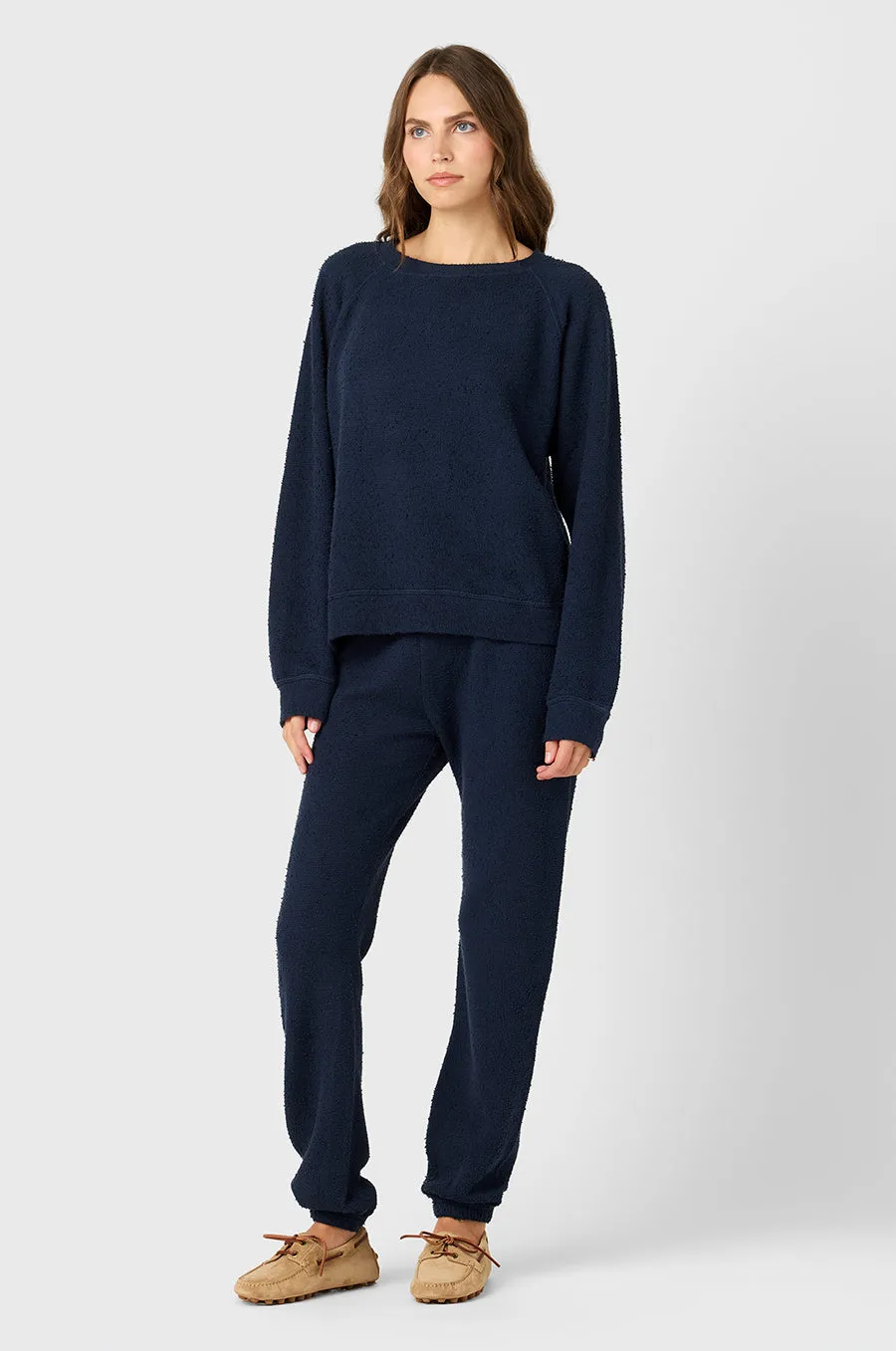 BRENTWOOD SWEATSHIRT IN DEEP MARINE BOUCLÉ