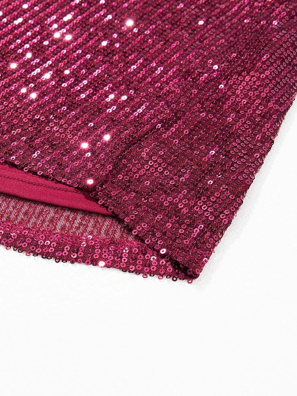 Burgundy Sequin Top with Balloon Sleeves