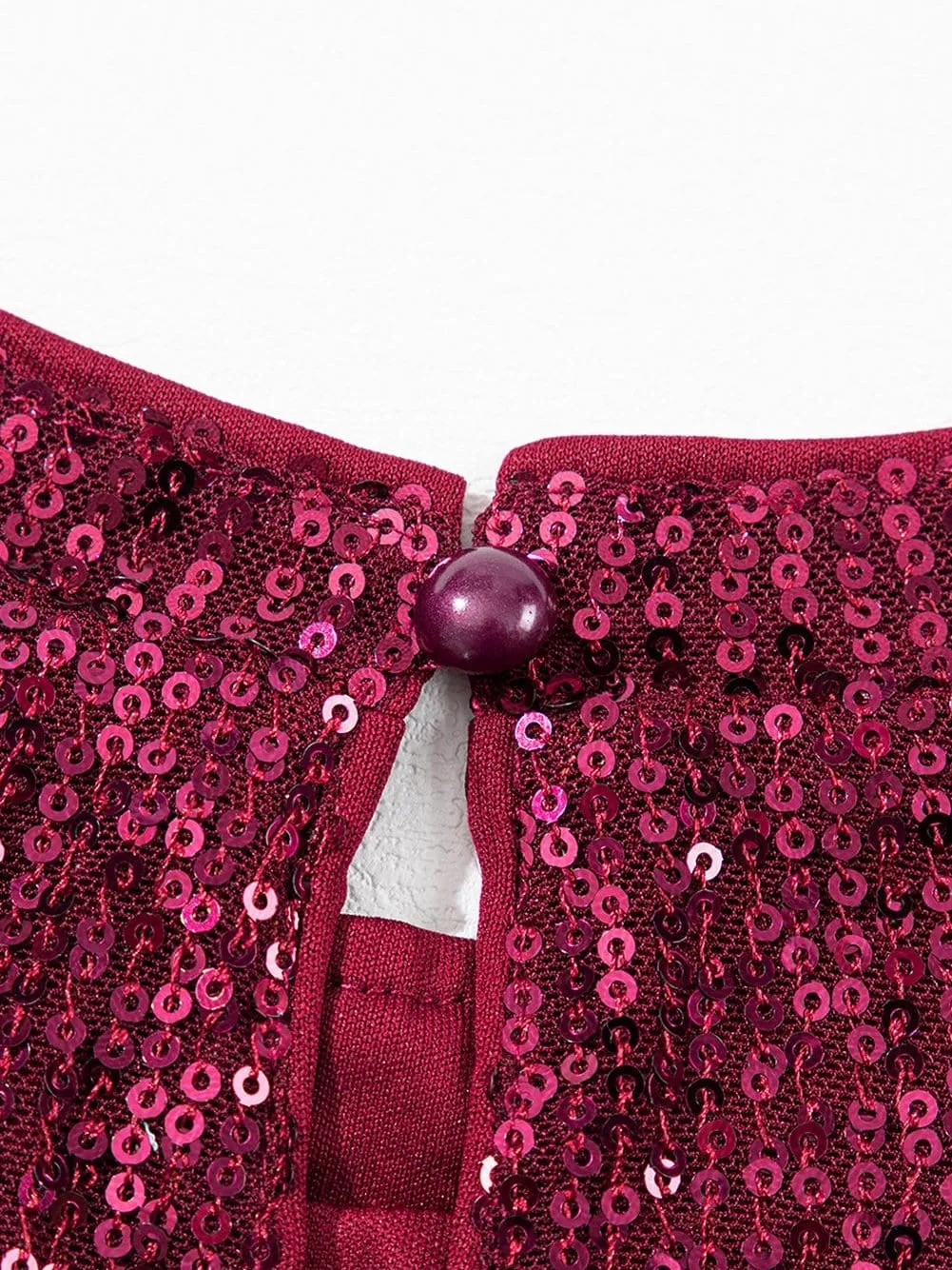 Burgundy Sequin Top with Balloon Sleeves