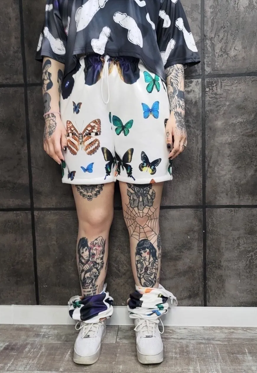 Butterfly joggers detachable handmade shorts rave pants