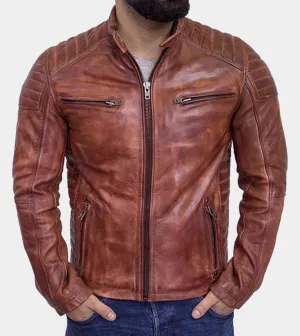 Cafe Racer Quilted Men's Leather Jacket