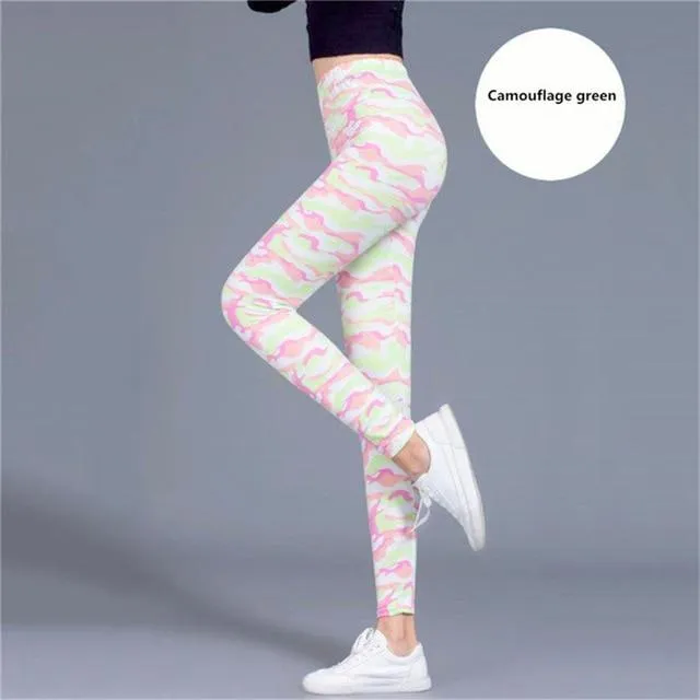 Camouflage Printing Elastic Leggings