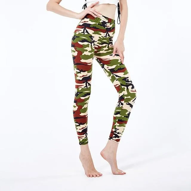 Camouflage Printing Elastic Leggings