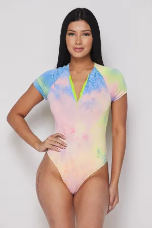 Cap Slve Zip Frnt Tye Dye Body