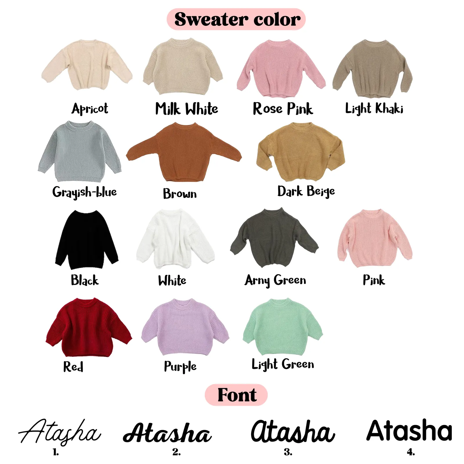 Custom Name Baby Sweater, Hand Embroidered Kid Sweater, Knit Toddler Sweater KS06