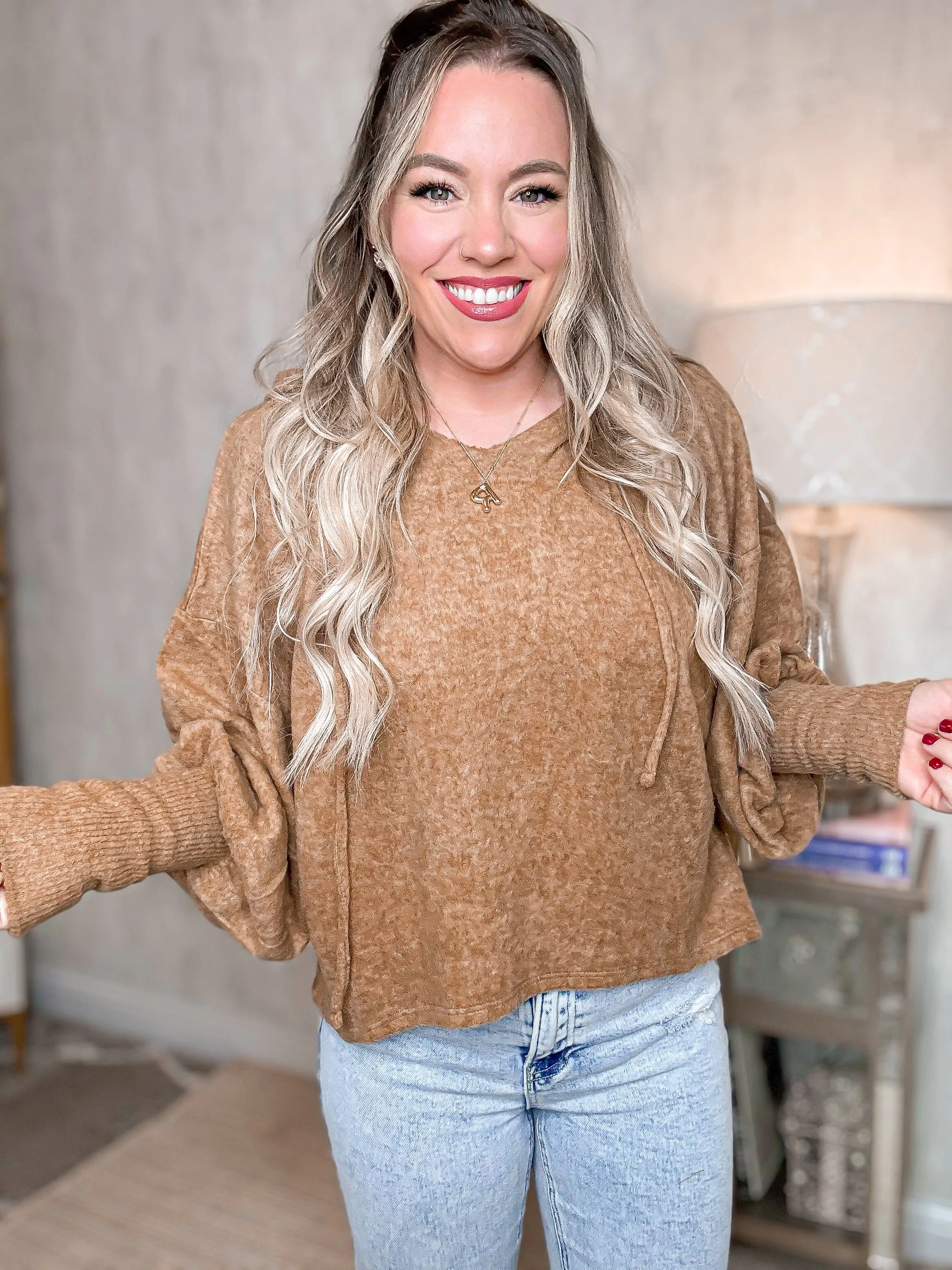 Desert Breeze Drop Shoulder Cropped Hoodie