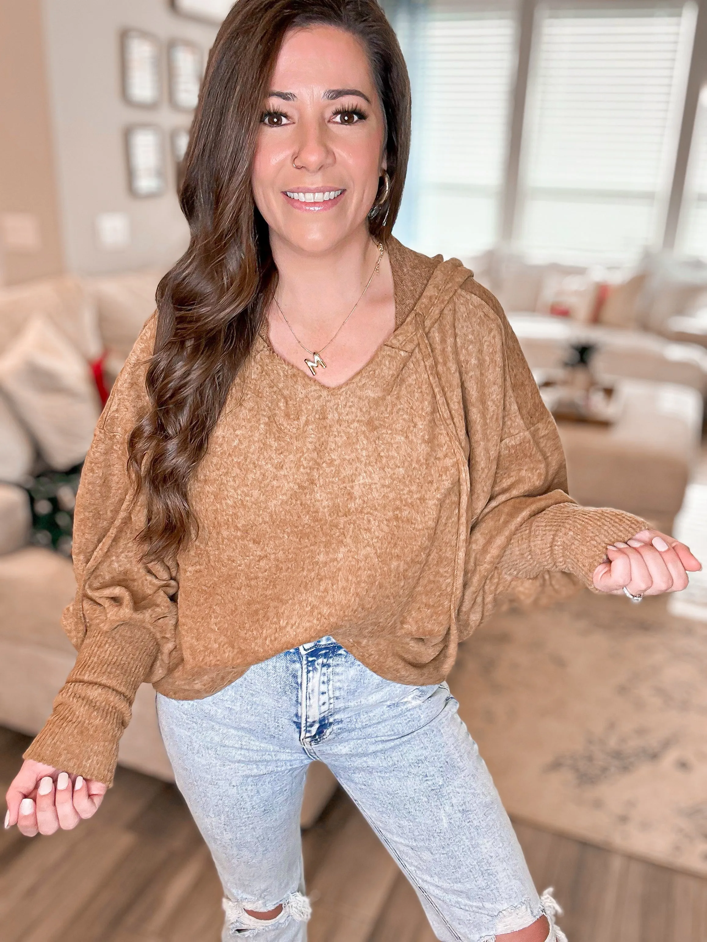 Desert Breeze Drop Shoulder Cropped Hoodie