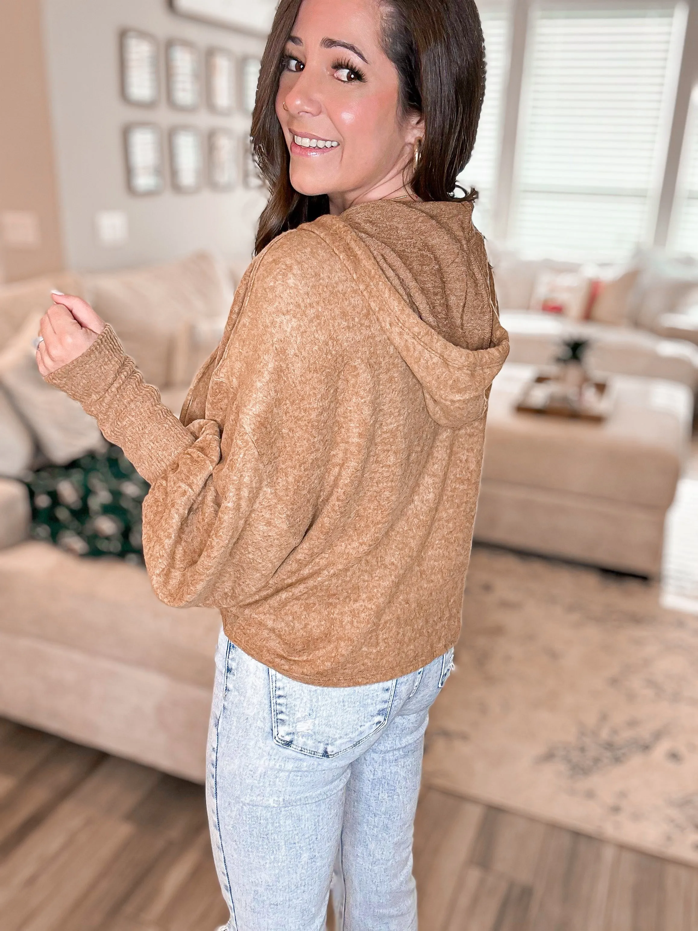 Desert Breeze Drop Shoulder Cropped Hoodie