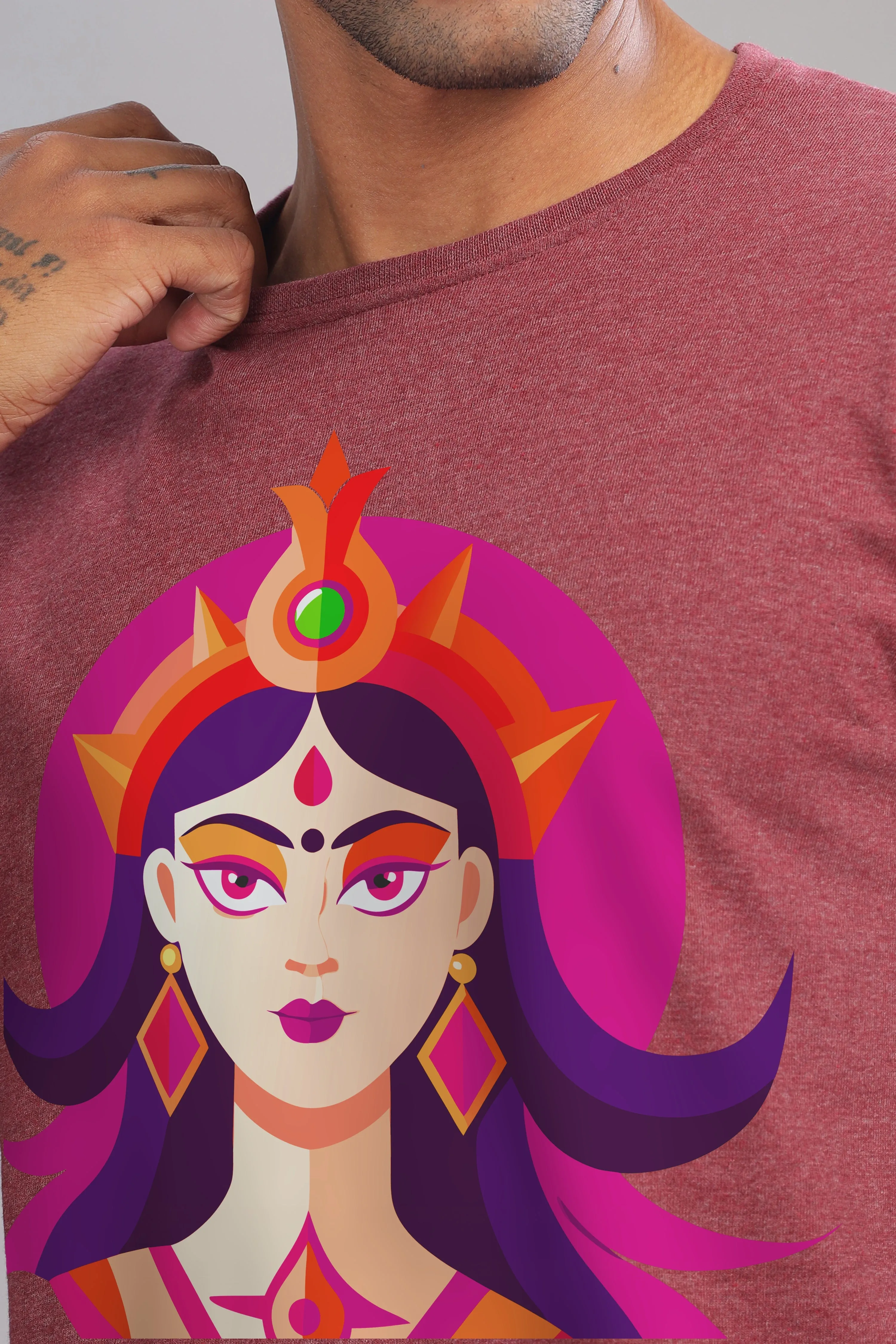 Dhairya - Eco Blend Maroon Crewneck Half Sleeve Unisex T-Shirt