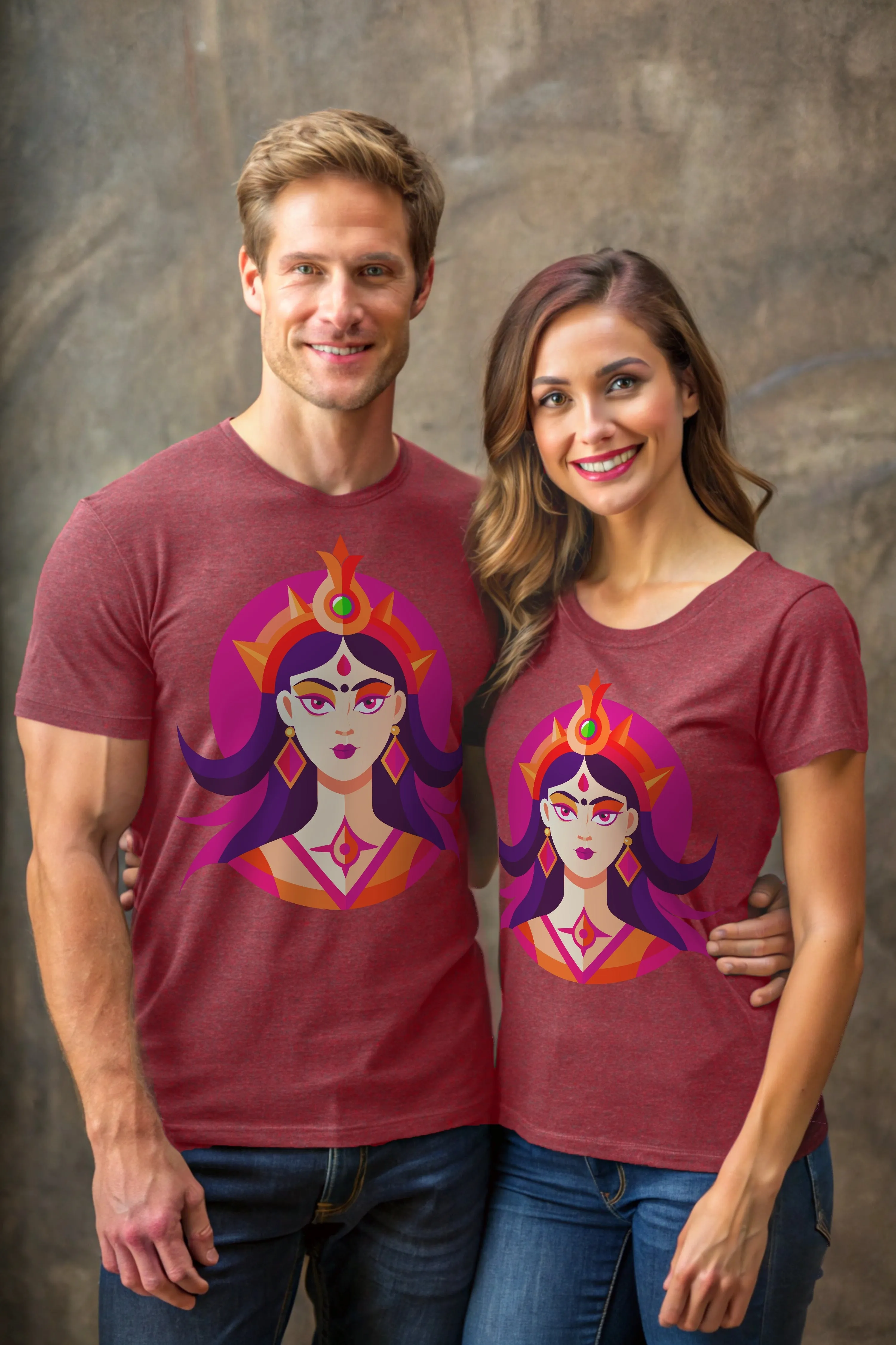 Dhairya - Eco Blend Maroon Crewneck Half Sleeve Unisex T-Shirt