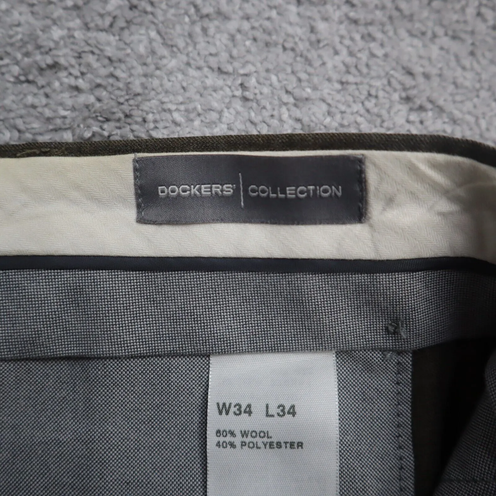 Dockers Mens Dress Pants Straight Leg Mid Rise Pockets Clay Green Size W34XL34