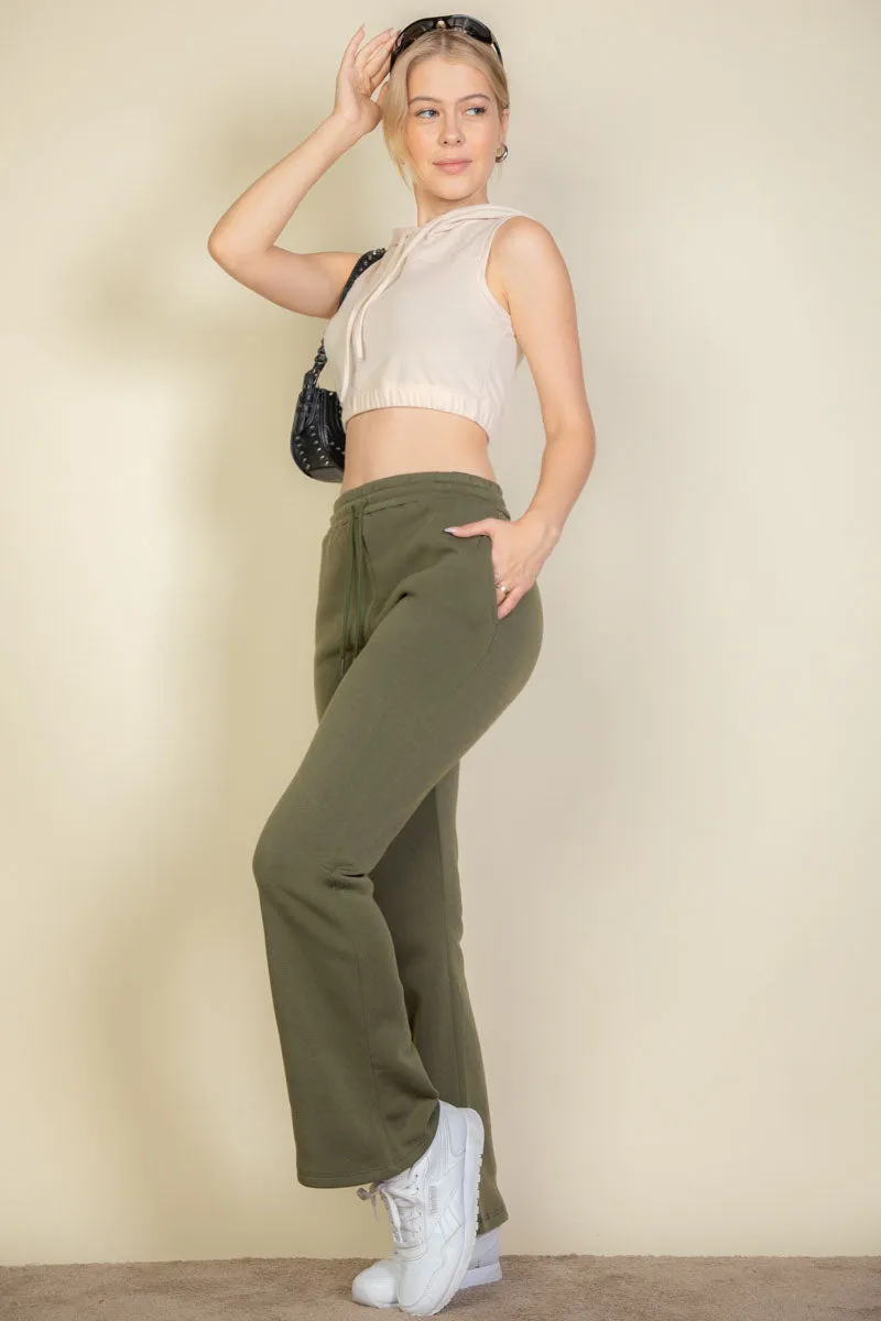 Drawstring Waist Slant Pocket Sweatpants
