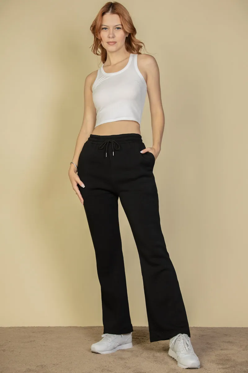 Drawstring Waist Slant Pocket Sweatpants