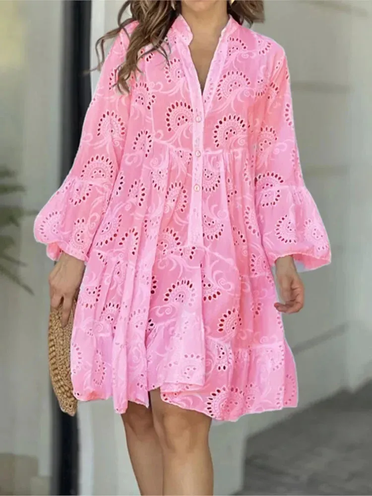 Elegant Embroidery Mini Dress