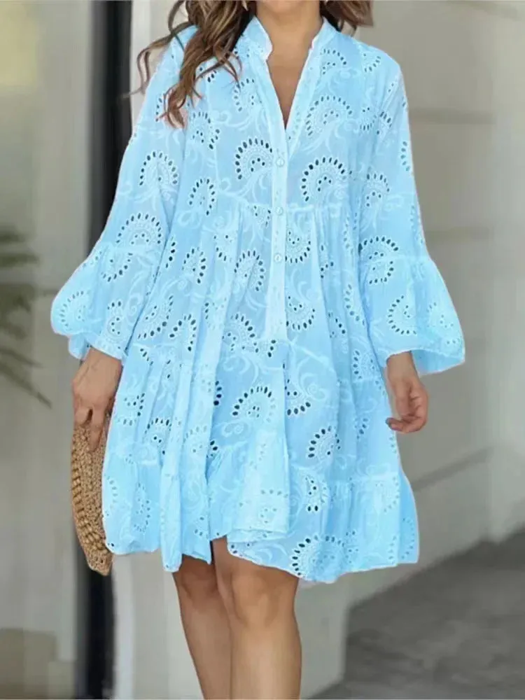 Elegant Embroidery Mini Dress