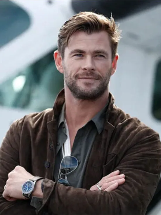 Extraction 2 Chris Hemsworth Tyler Rake Brown Suede Leather Jacket